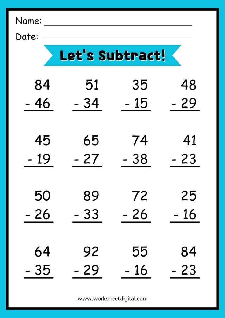 double digit subtraction worksheets