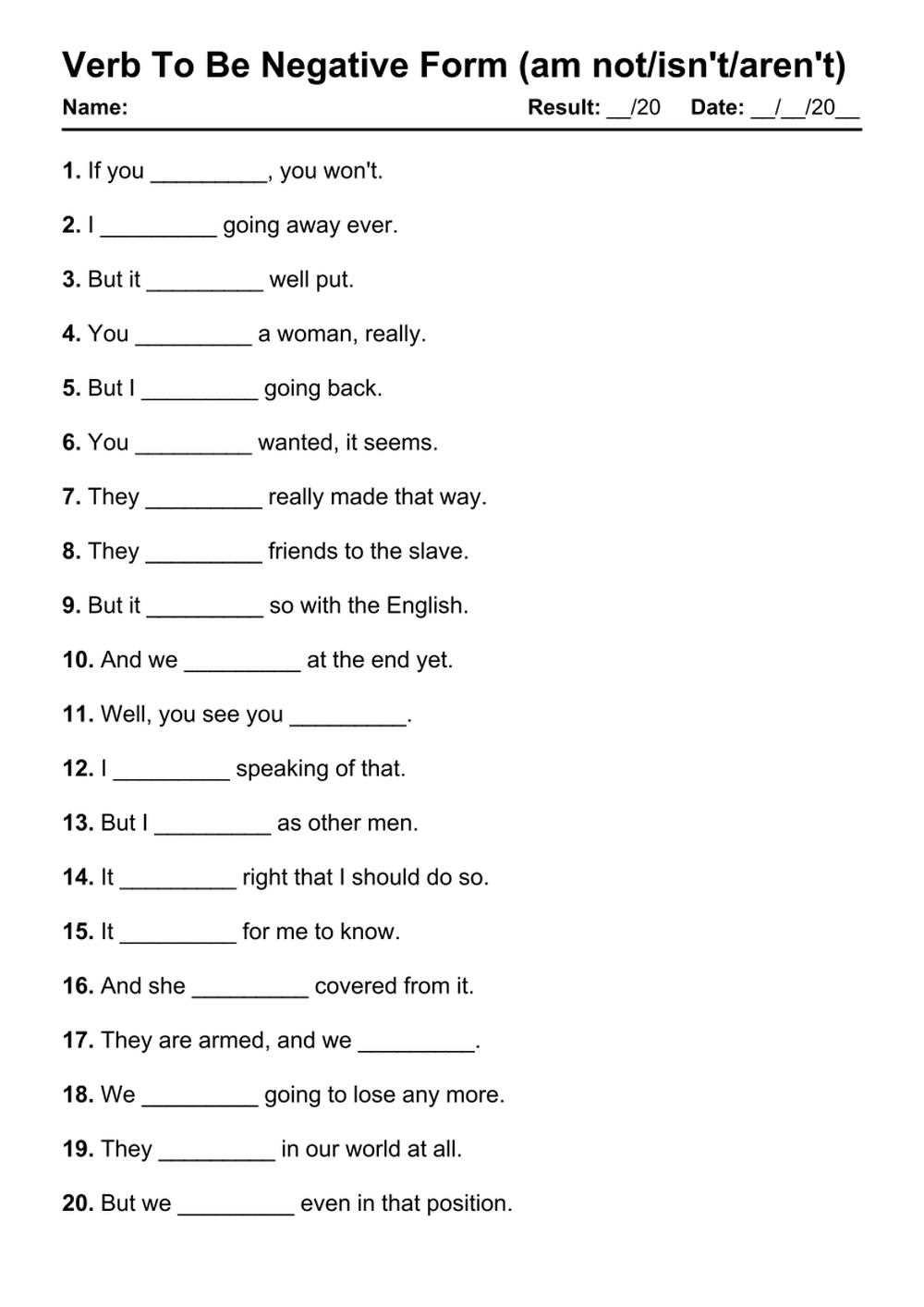 double negative grammar worksheets