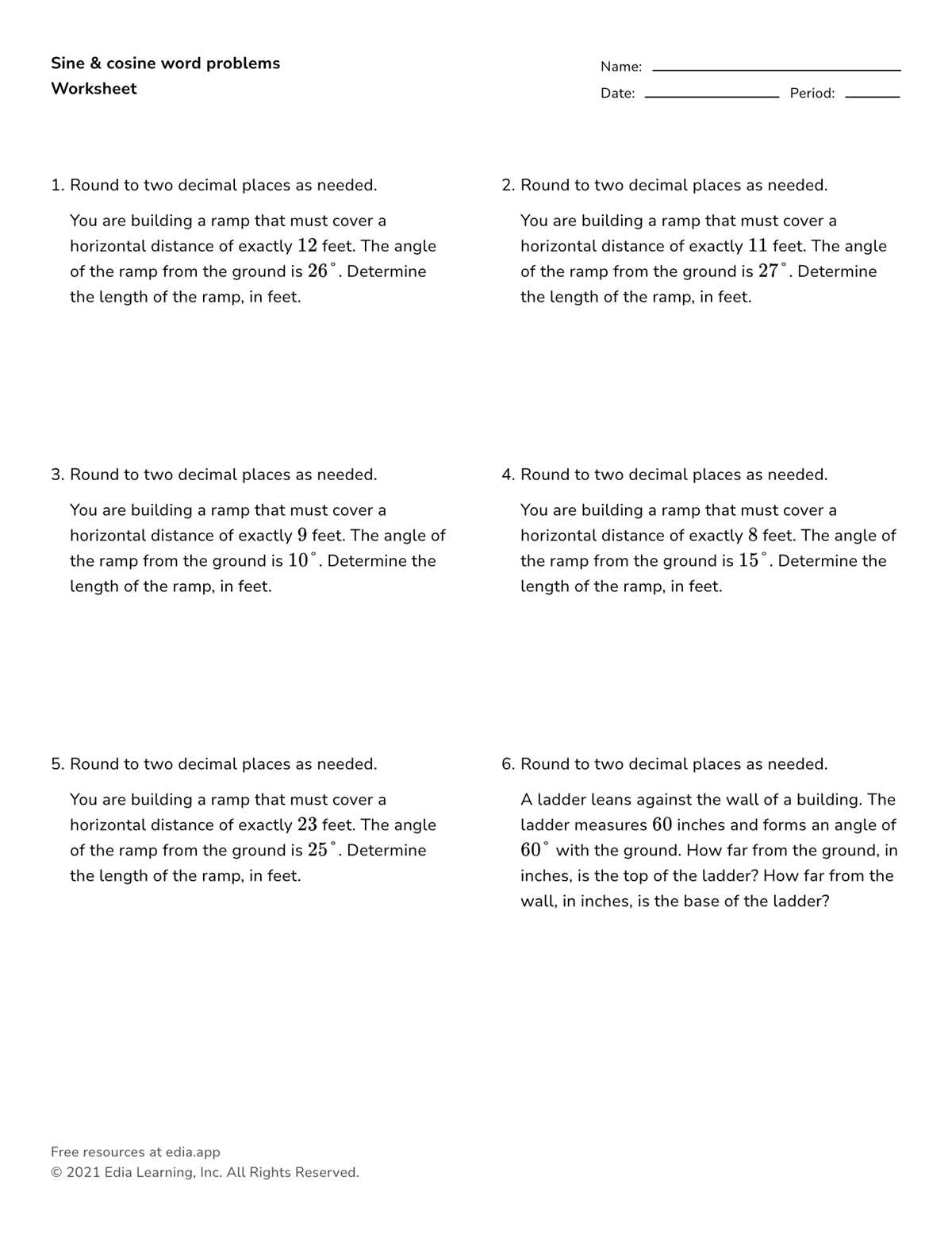 double triangle trigonometry worksheet