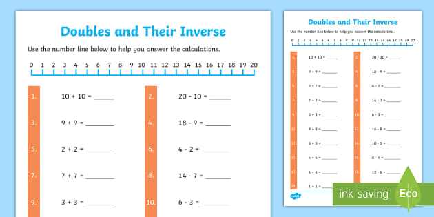 doubles addition facts worksheet