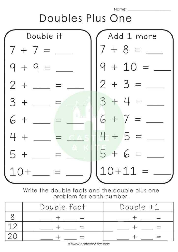 doubling numbers to 20 worksheet