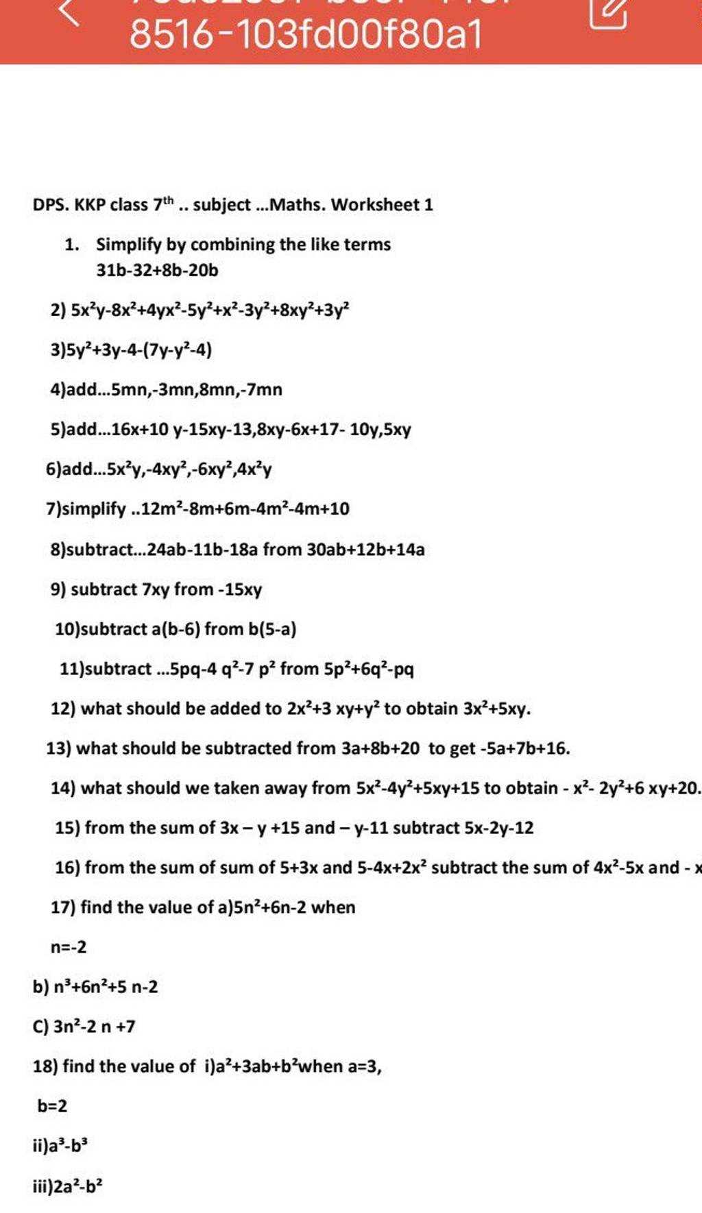 dps maths worksheet for class 2