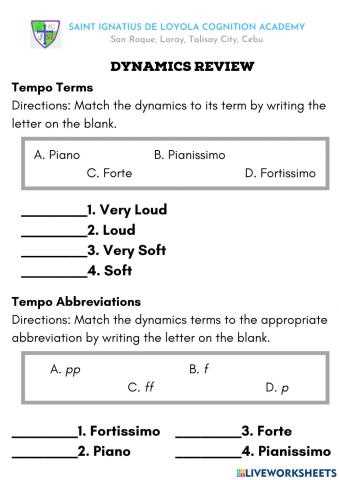 dynamics worksheets
