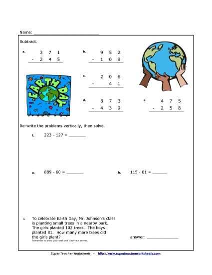 earth day addition worksheets