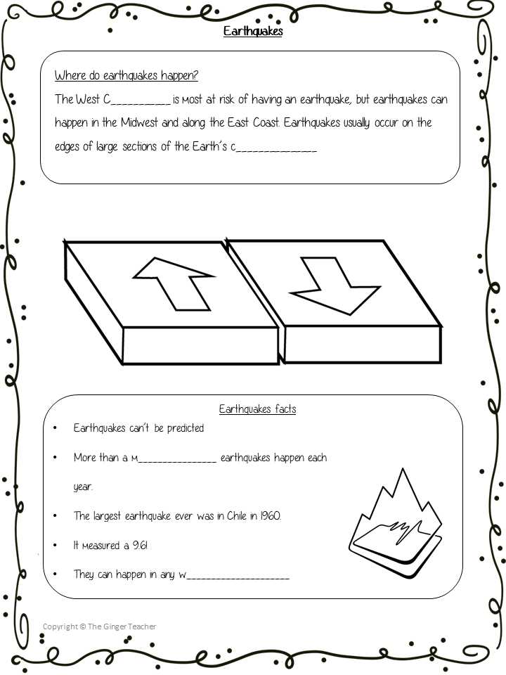earthquake worksheets elementary