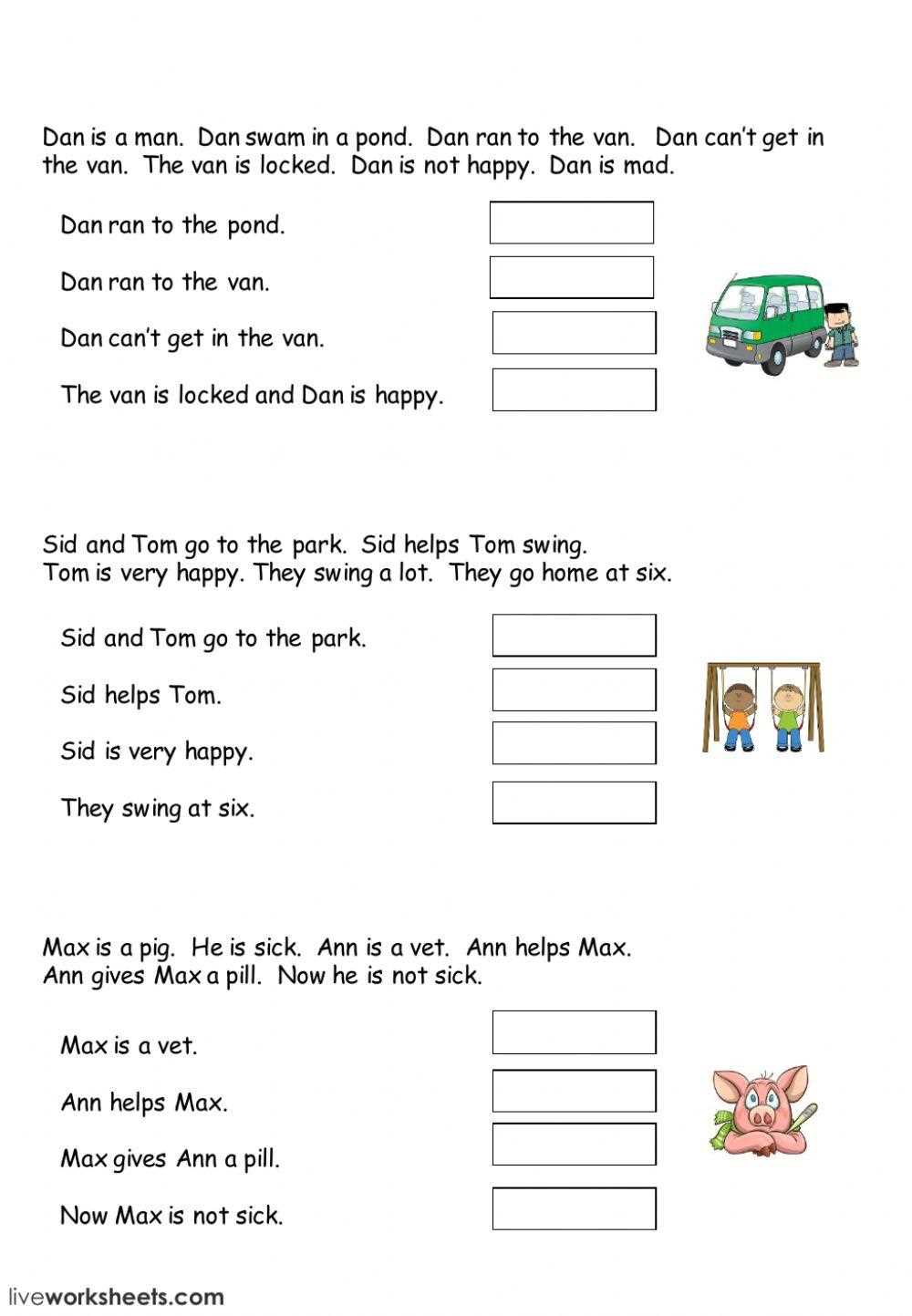easy reading worksheets