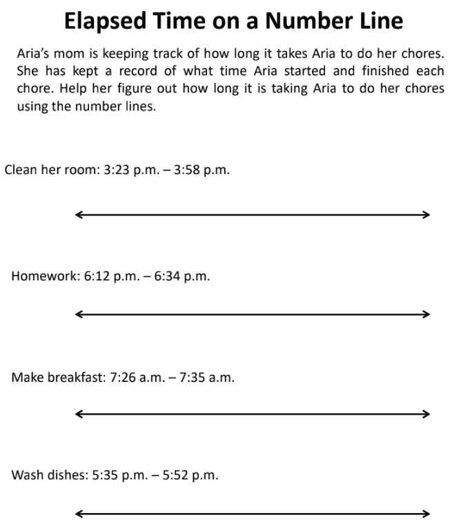elapsed time number line super teacher worksheets
