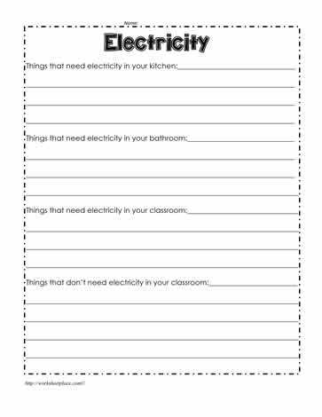 electricity worksheet