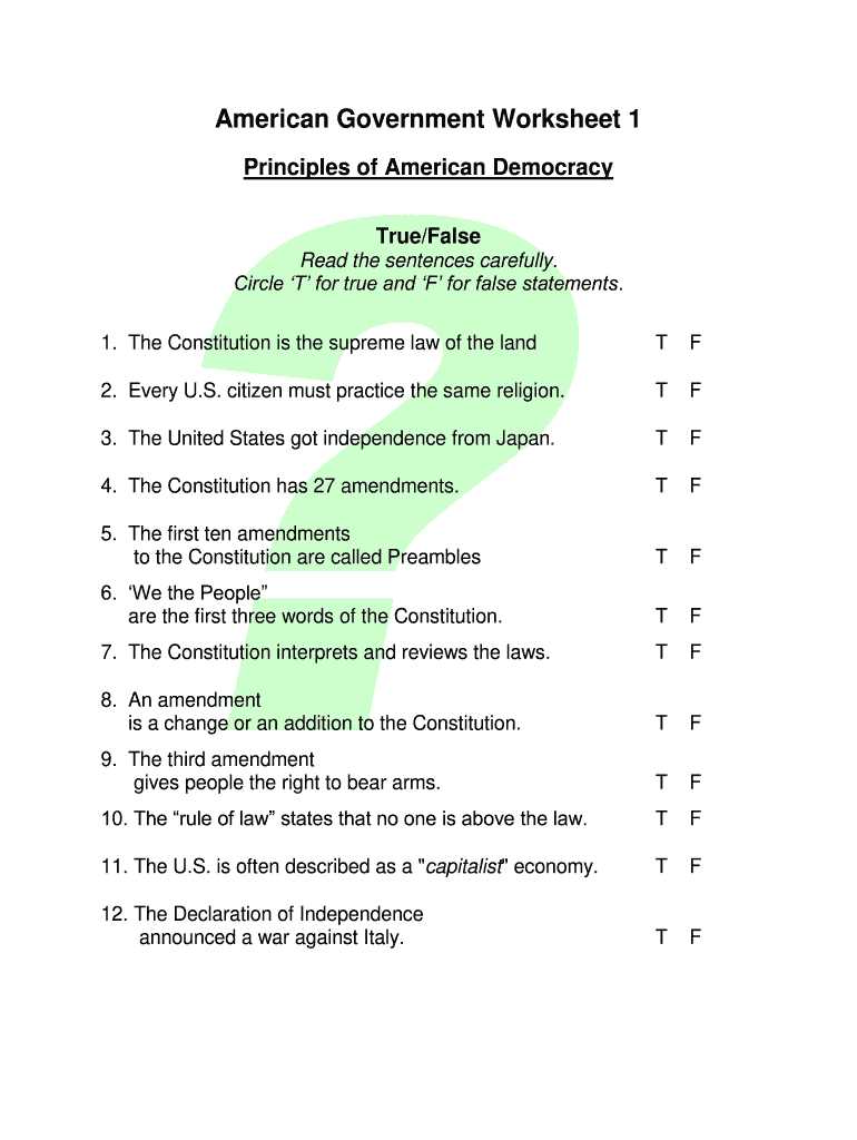elementary government worksheets