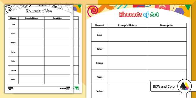 elements of art shape worksheet