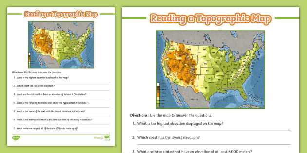 elevation map worksheet