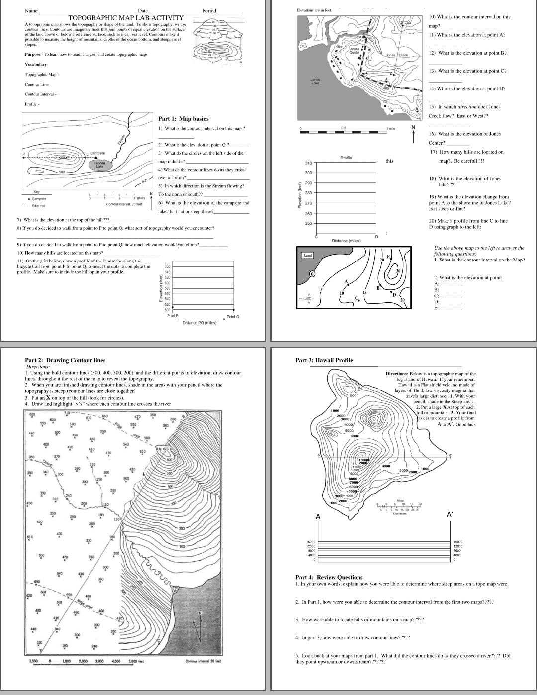 elevation map worksheet