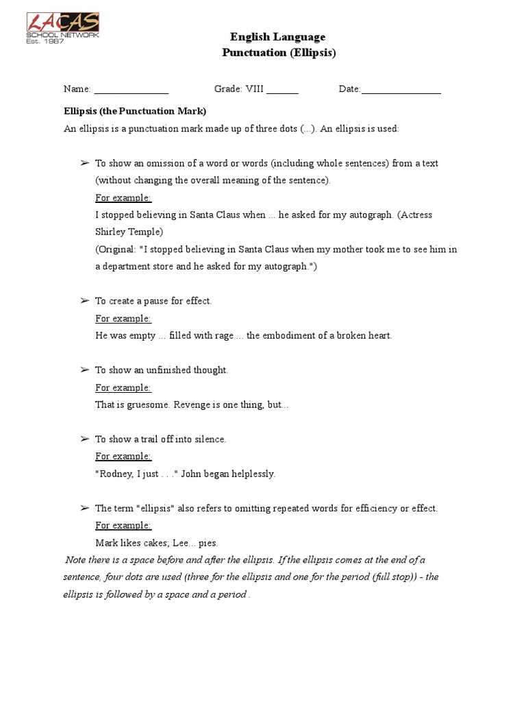 ellipsis punctuation worksheet