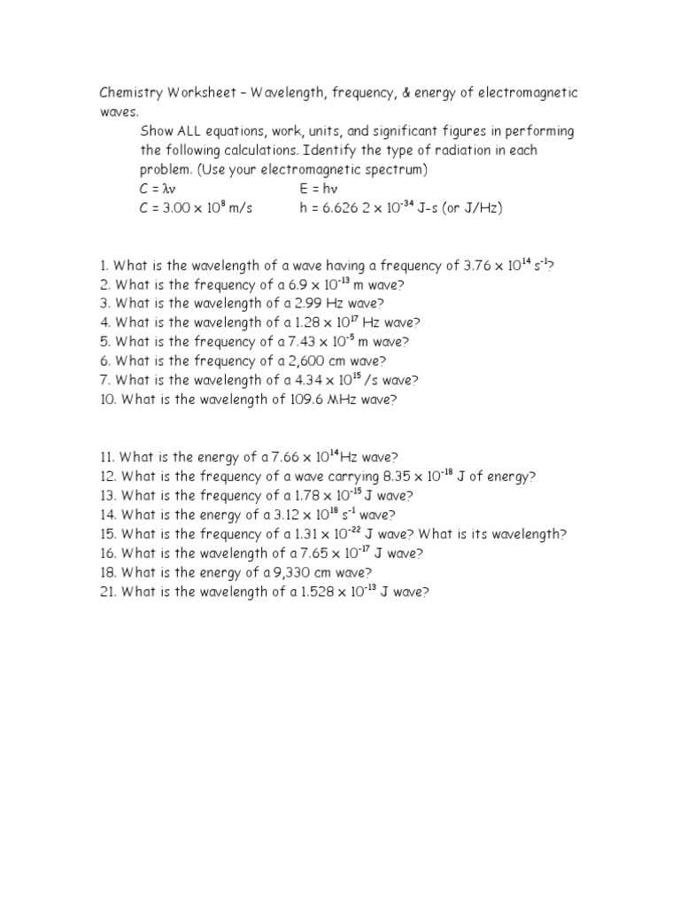 em waves worksheet
