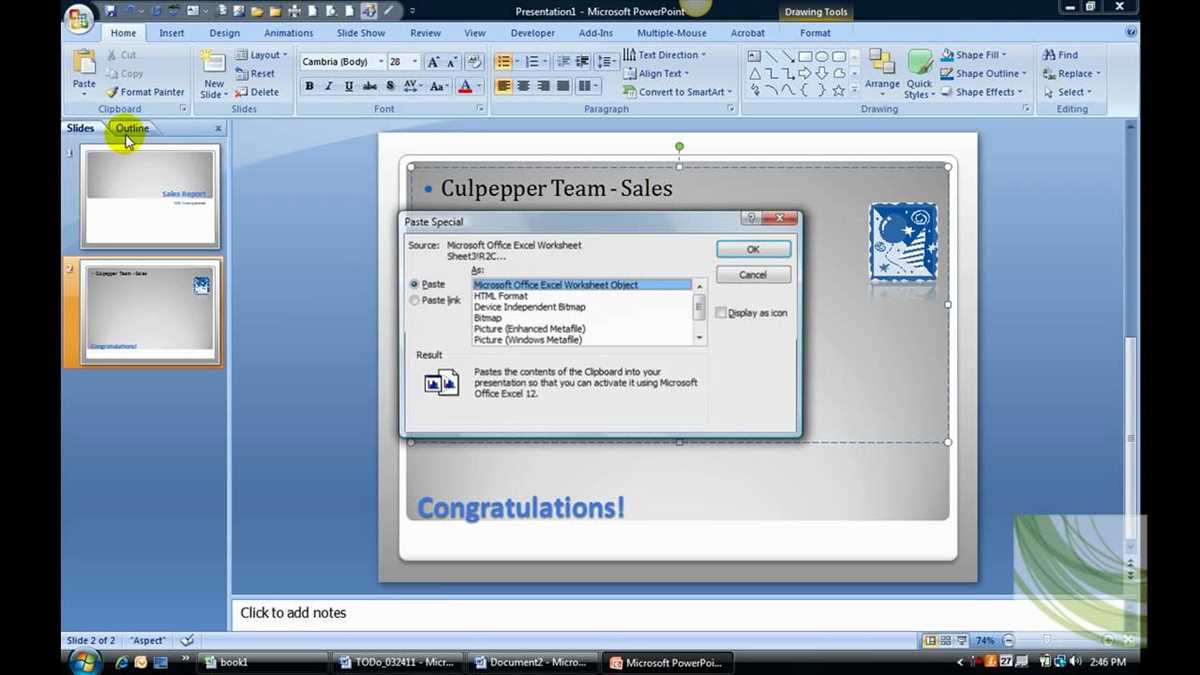 embed the pb sample budget xlsx worksheet in slide 3