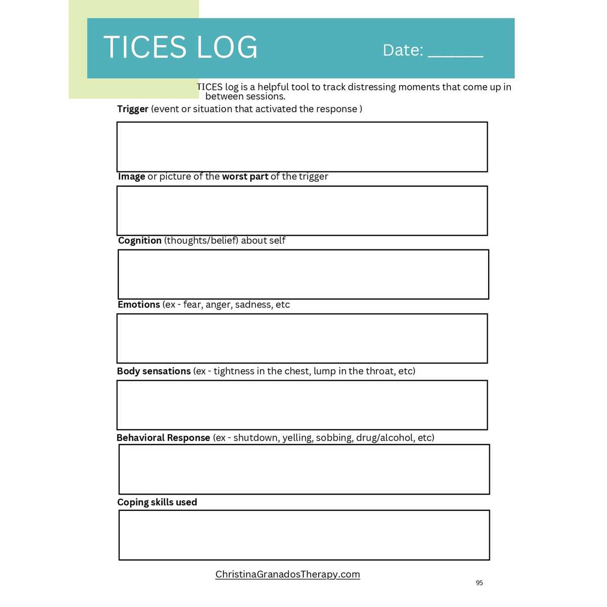 emdr worksheet