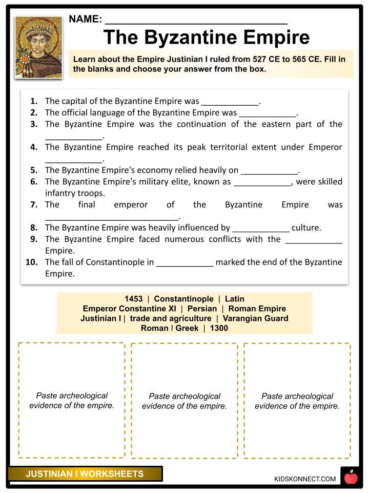 emerging europe and the byzantine empire worksheet