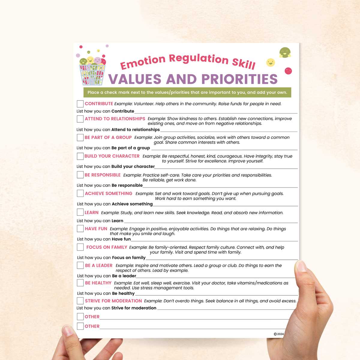 emotion regulation worksheets