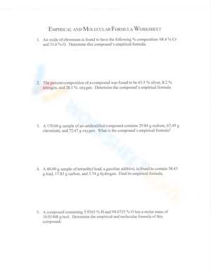 emperical formula worksheet