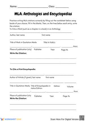 encyclopedia practice worksheet