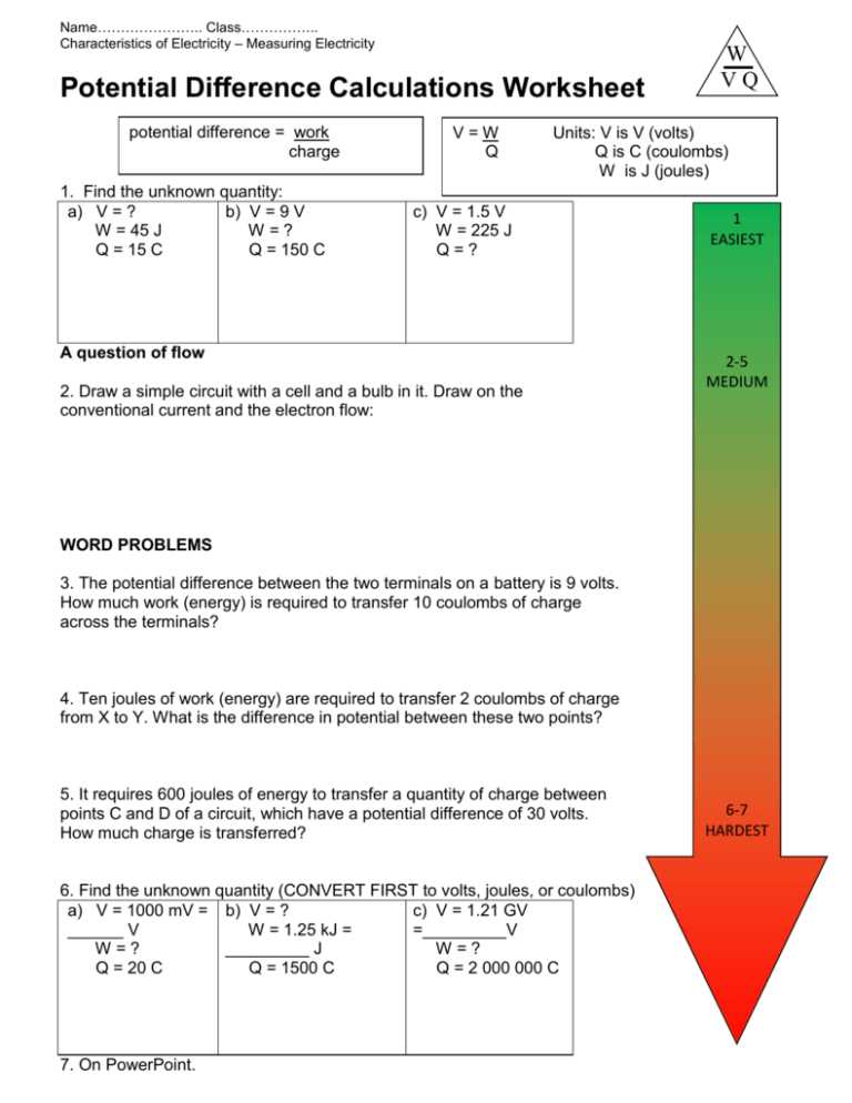 energy calculations worksheet