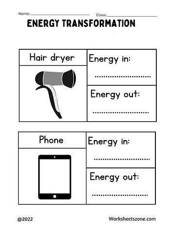 energy forms and energy conversions worksheet