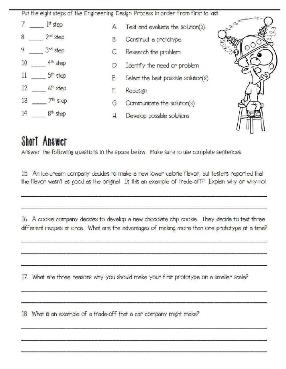 engineering design process worksheet elementary