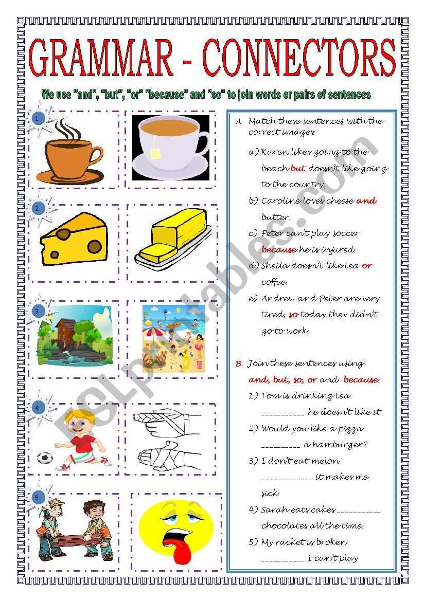 english connectors worksheet