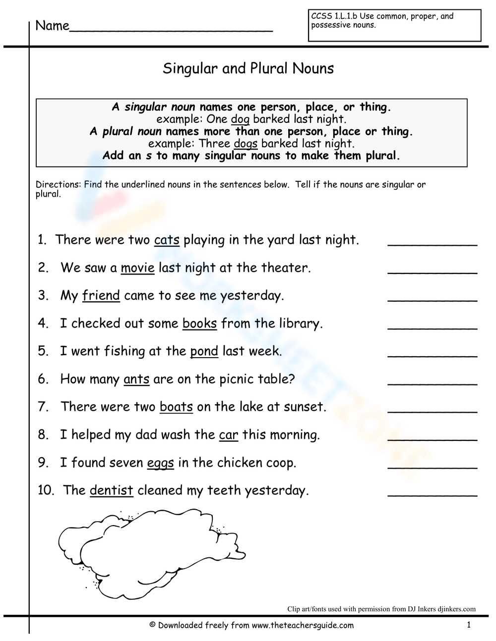 english grammar singular and plural worksheets