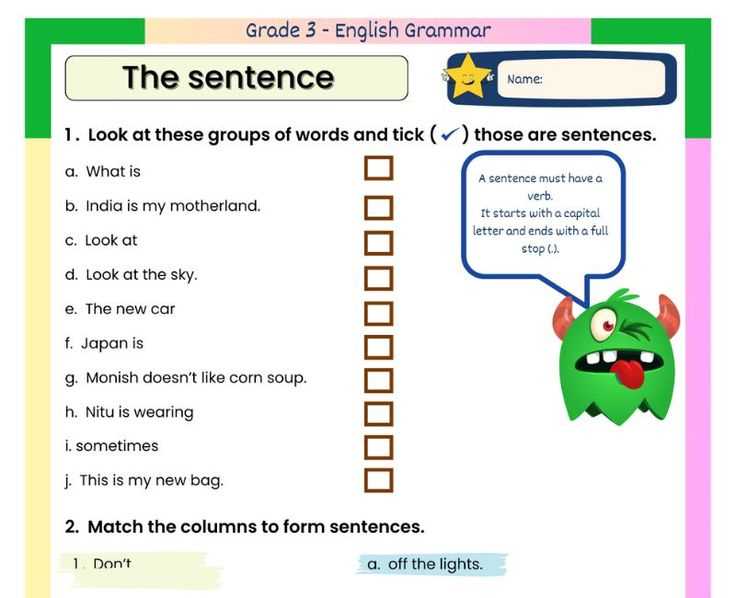 english grammar types of sentences worksheets