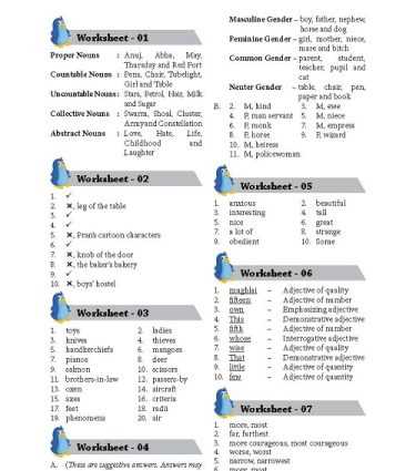 english grammar worksheets for class 5