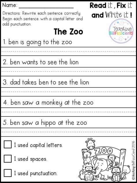 english sentence writing worksheets