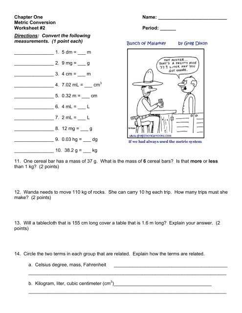 english to metric conversions worksheet