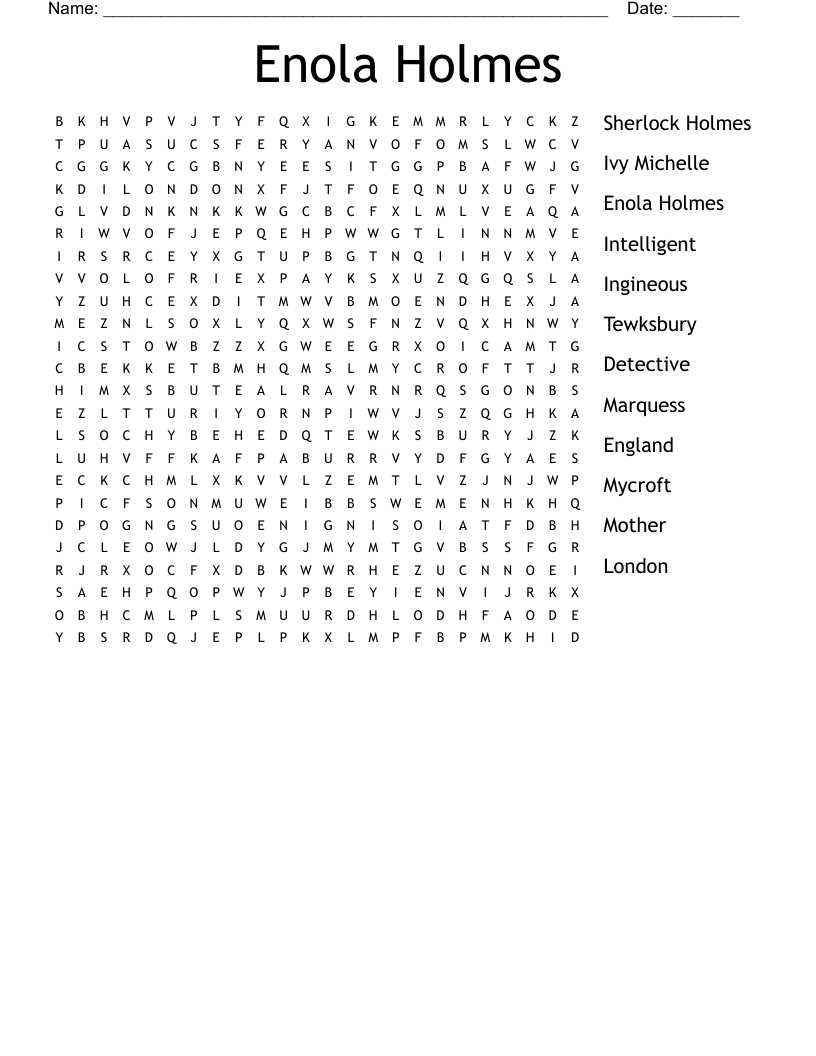 enola holmes worksheet