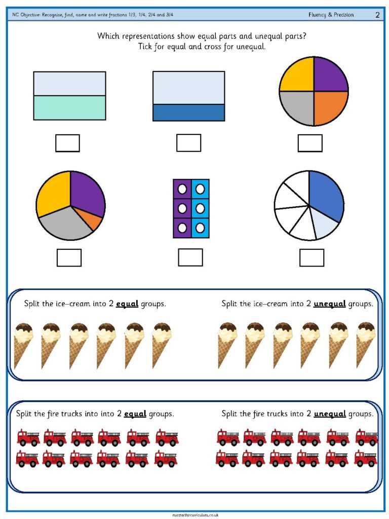 equal and unequal fractions worksheet