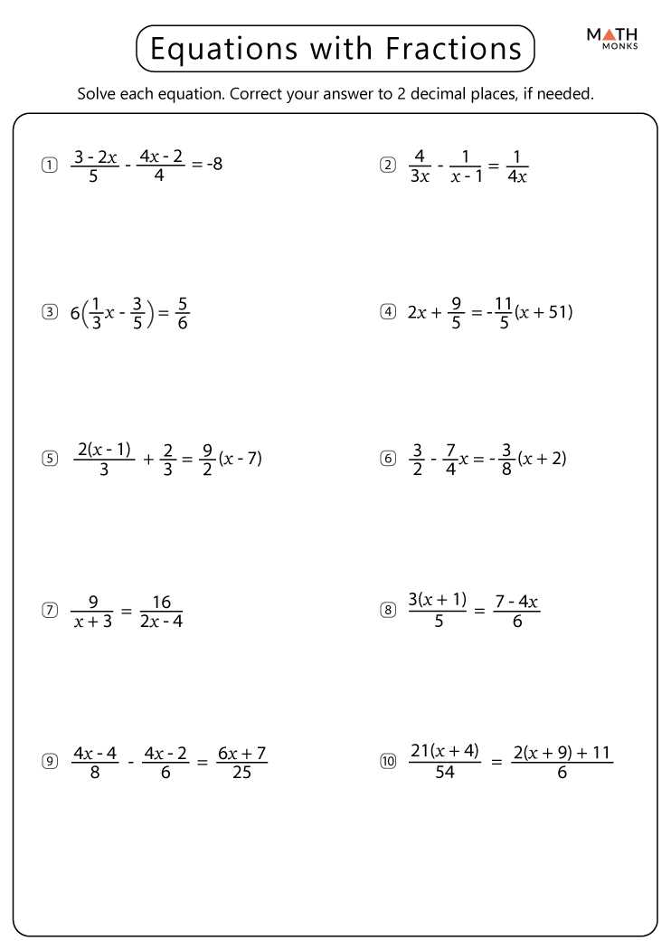 equation solving worksheets