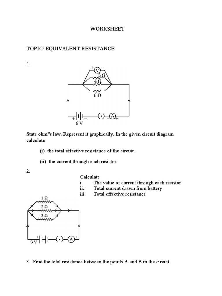 equivalent resistance worksheet