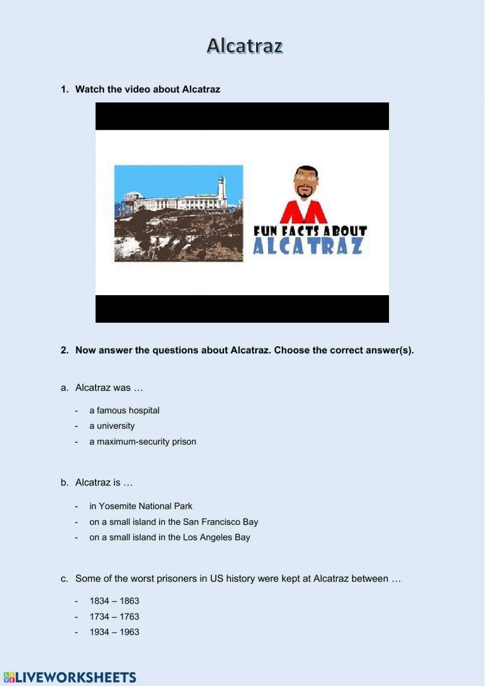 escape from alcatraz worksheet