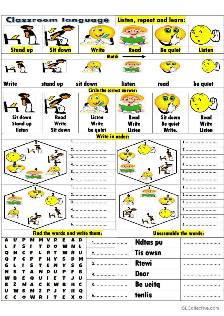 esl classroom language worksheet