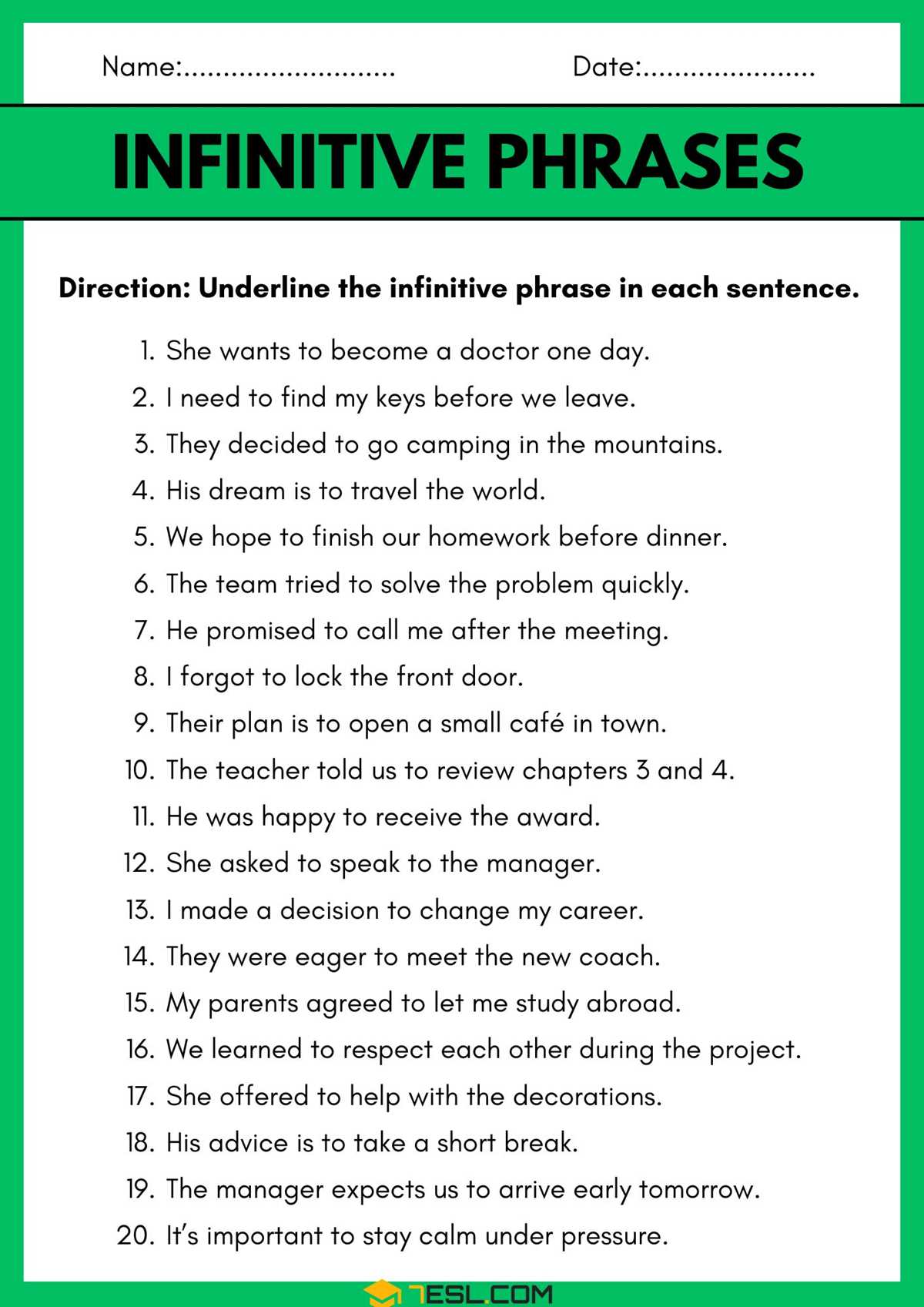 esl phrases worksheet