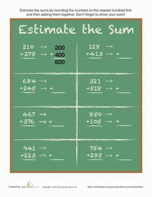estimating large numbers worksheets