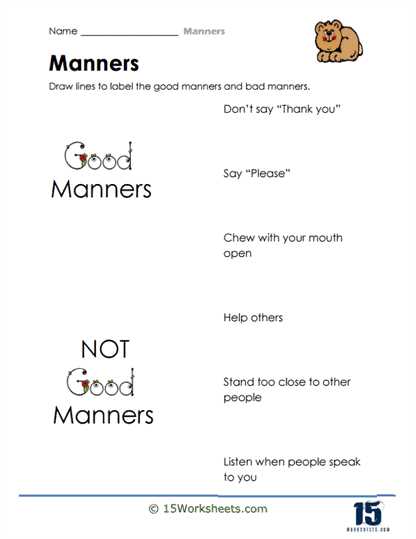etiquette worksheets