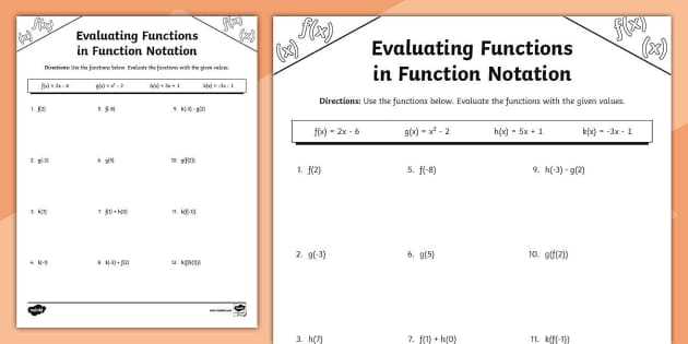 evaluating functions word problems worksheet