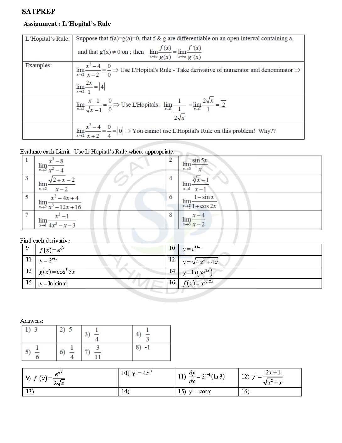 evaluating limits worksheet