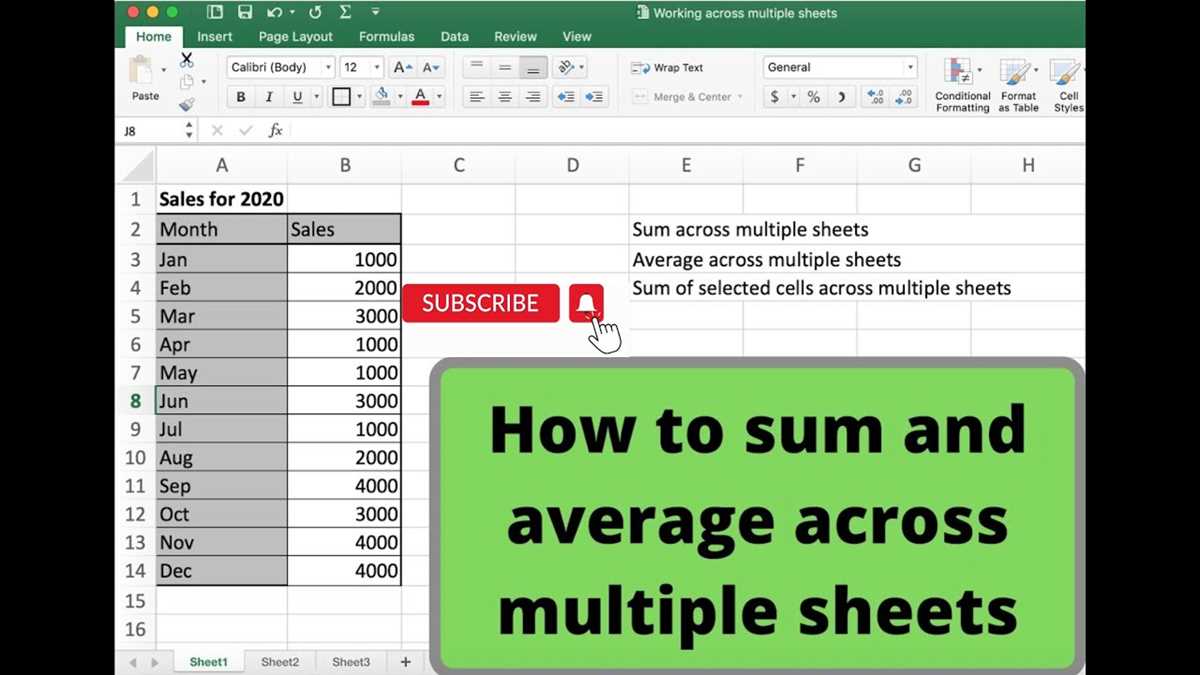 excel formulas across worksheets
