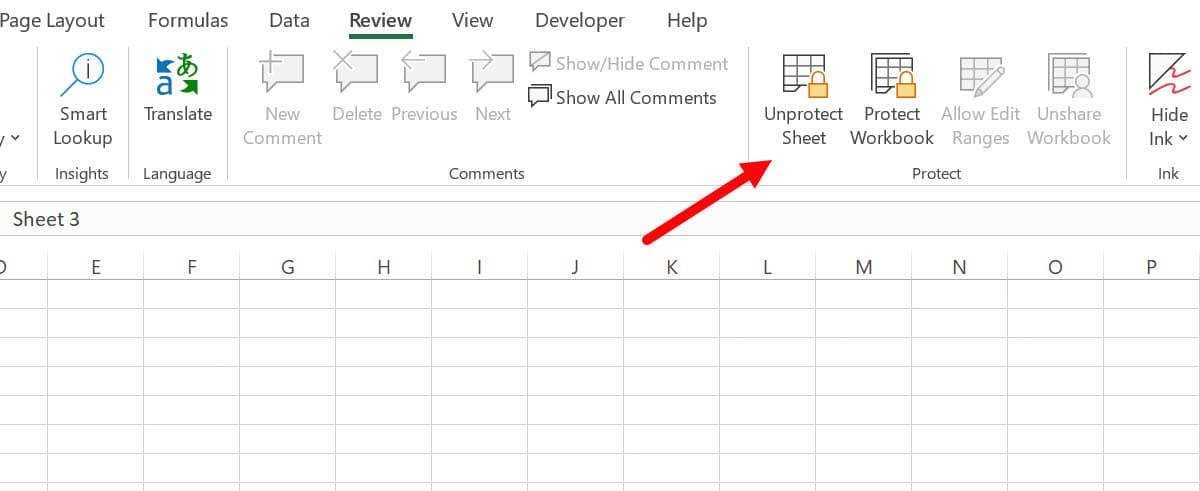 excel how to unprotect worksheet