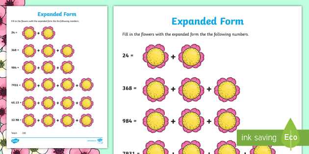 expand the number worksheet