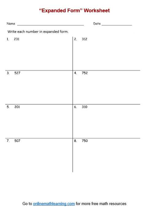 expanded form practice worksheets expanded form practice worksheets