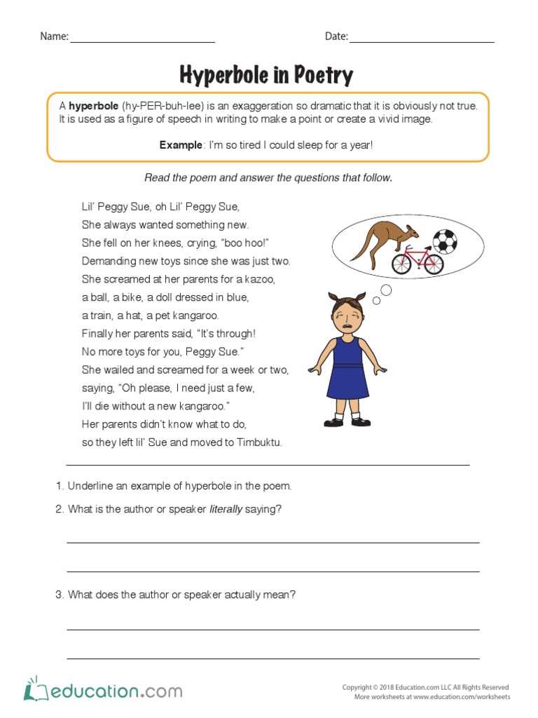 explain the hyperbole worksheet