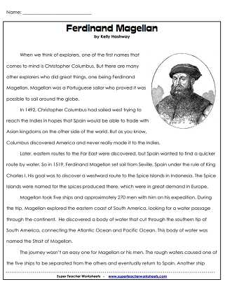 explorer comprehension worksheet
